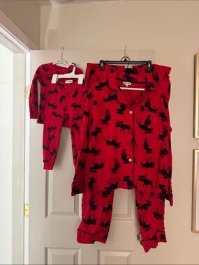 Little blue house Moose matching Pajama Set - 1 adult, 1 toddler